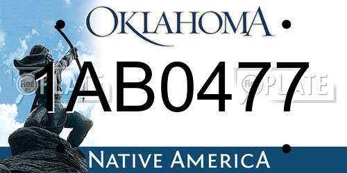1AB0477 Oklahoma License Plate