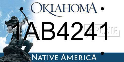 1AB4241 Oklahoma License Plate