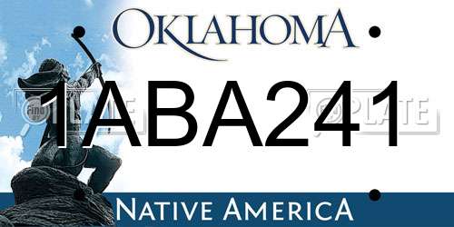 1ABA241 Oklahoma License Plate