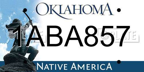 1ABA857 Oklahoma License Plate