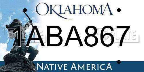 1ABA867 Oklahoma License Plate