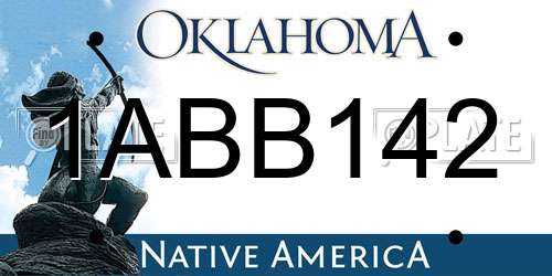 1ABB142 Oklahoma License Plate