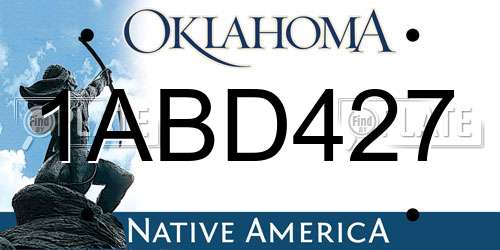 1ABD427 Oklahoma License Plate