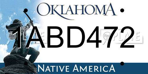 1ABD472 Oklahoma License Plate