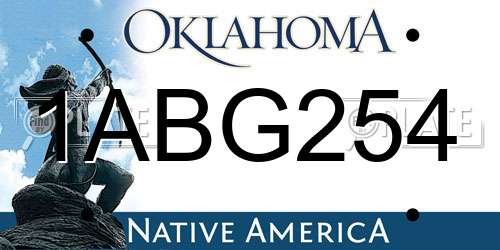 1ABG254 Oklahoma License Plate