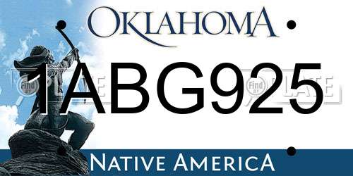 1ABG925 Oklahoma License Plate