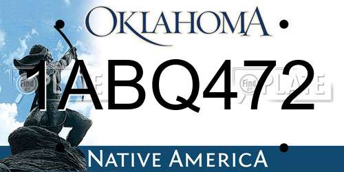1ABQ472 Oklahoma License Plate
