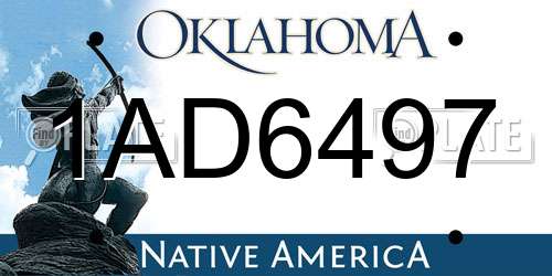 1AD6497 Oklahoma License Plate