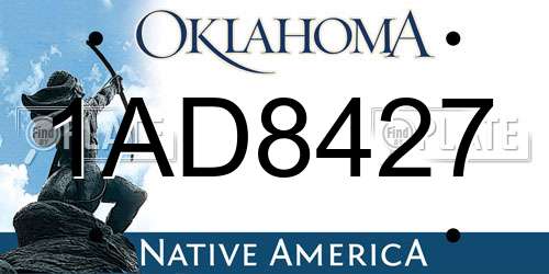 1AD8427 Oklahoma License Plate