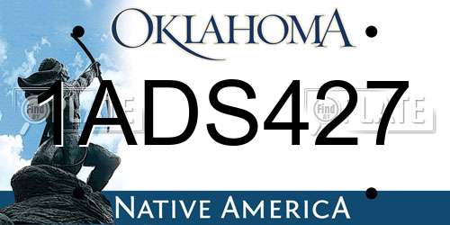1ADS427 Oklahoma License Plate