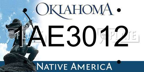 1AE3012 Oklahoma License Plate
