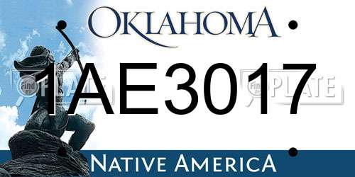 1AE3017 Oklahoma License Plate