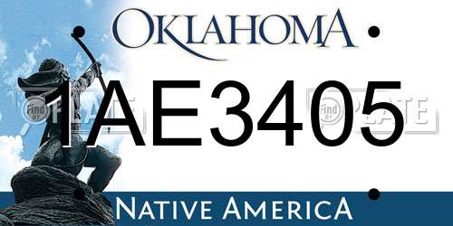 1AE3405 Oklahoma License Plate