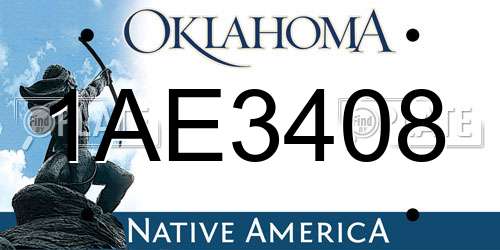 1AE3408 Oklahoma License Plate