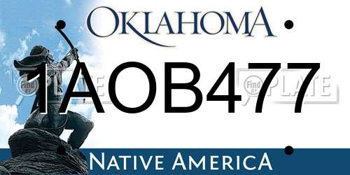 1AOB477 Oklahoma License Plate