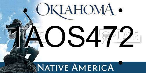 1AOS472 Oklahoma License Plate