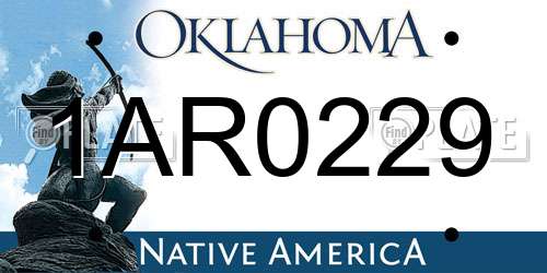 1AR0229 Oklahoma License Plate