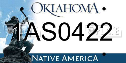 1AS0422 Oklahoma License Plate