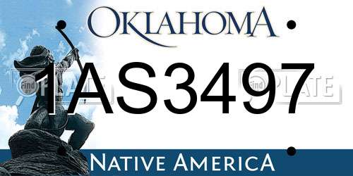1AS3497 Oklahoma License Plate