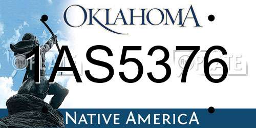 1AS5376 Oklahoma License Plate