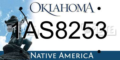 1AS8253 Oklahoma License Plate