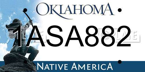 1ASA882 Oklahoma License Plate