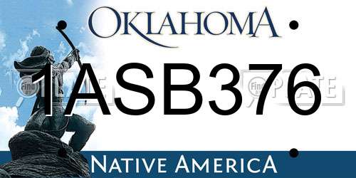 1ASB376 Oklahoma License Plate