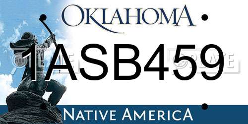 1ASB459 Oklahoma License Plate