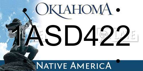 1ASD422 Oklahoma License Plate