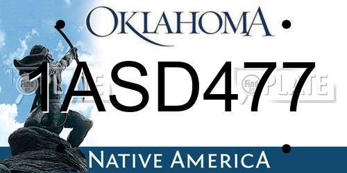 1ASD477 Oklahoma License Plate