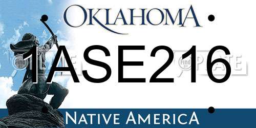 1ASE216 Oklahoma License Plate