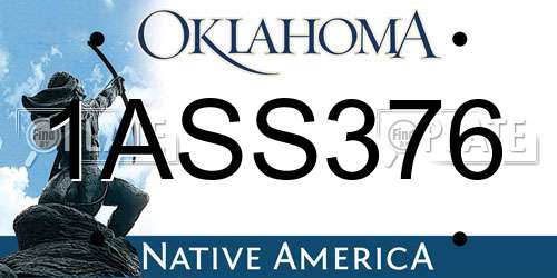 1ASS376 Oklahoma License Plate