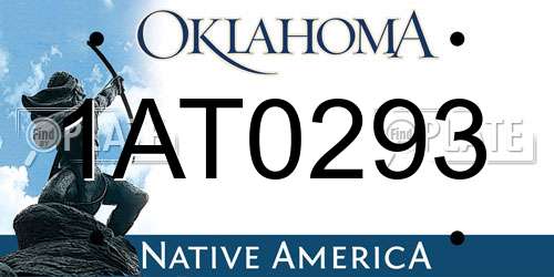 1AT0293 Oklahoma License Plate