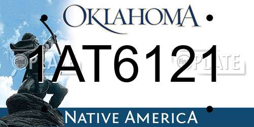 1AT6121 Oklahoma License Plate