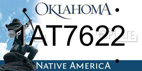 1AT7622 Oklahoma License Plate