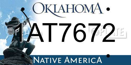 1AT7672 Oklahoma License Plate