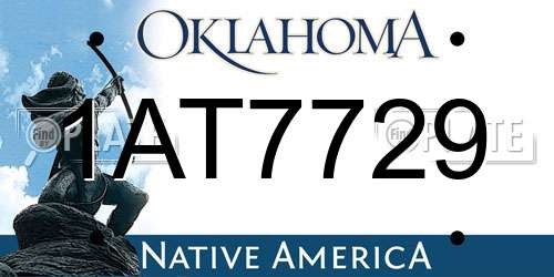 1AT7729 Oklahoma License Plate