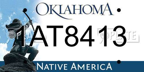 1AT8413 Oklahoma License Plate