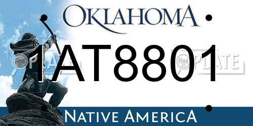 1AT8801 Oklahoma License Plate