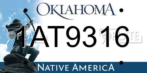 1AT9316 Oklahoma License Plate