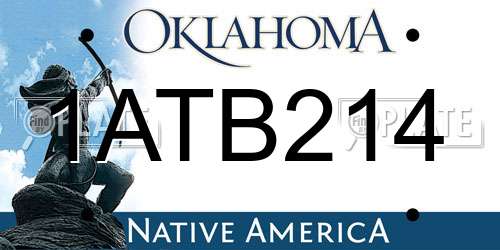 1ATB214 Oklahoma License Plate