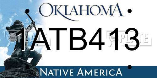 1ATB413 Oklahoma License Plate