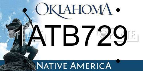 1ATB729 Oklahoma License Plate