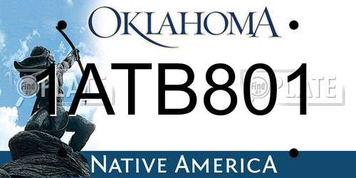 1ATB801 Oklahoma License Plate