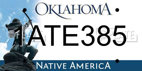 1ATE385 Oklahoma License Plate