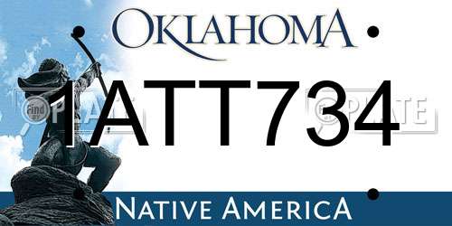 1ATT734 Oklahoma License Plate