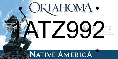 1ATZ992 Oklahoma License Plate