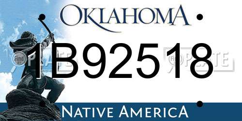 1B92518 Oklahoma License Plate