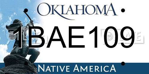 1BAE109 Oklahoma License Plate