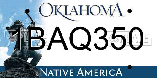 1BAQ350 Oklahoma License Plate